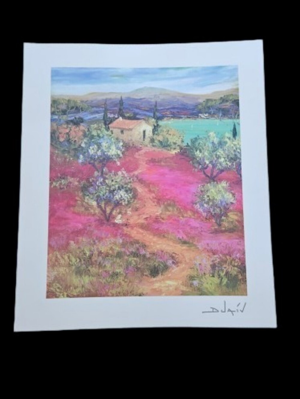 DUAIV French Artist "Arrivee au Lac" Seriolithograph in Color on archival paper